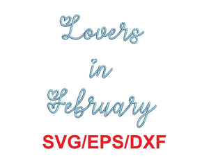 Lovers In February Script font svg/eps/dxf alphabet cutting files (MHA)