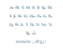 Snowflake Calligraphy embroidery font PES format 15 Sizes 0.25 (1/4), 0.5 (1/2), 1, 1.5, 2, 2.5, 3, 3.5, 4, 4.5, 5, 5.5, 6, 6.5, 7" (MHA)