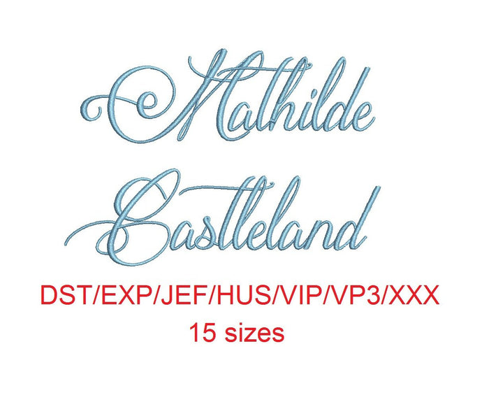 Mathilde Castleland embroidery font dst/exp/jef/hus/vip/vp3/xxx 15 sizes small to large