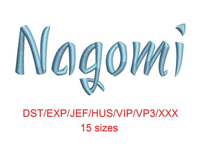 Nagomi™ embroidery font dst/exp/jef/hus/vip/vp3/xxx 15 sizes small to large (RLA)