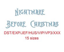 Nightmare Before Christmas embroidery font dst/exp/jef/hus/vip/vp3/xxx 15 sizes small to large