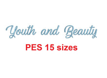 Youth and Beauty embroidery font PES format 15 Sizes 0.25, 0.5, 1, 1.5, 2, 2.5, 3, 3.5, 4, 4.5, 5, 5.5, 6, 6.5, and 7" (MHA)