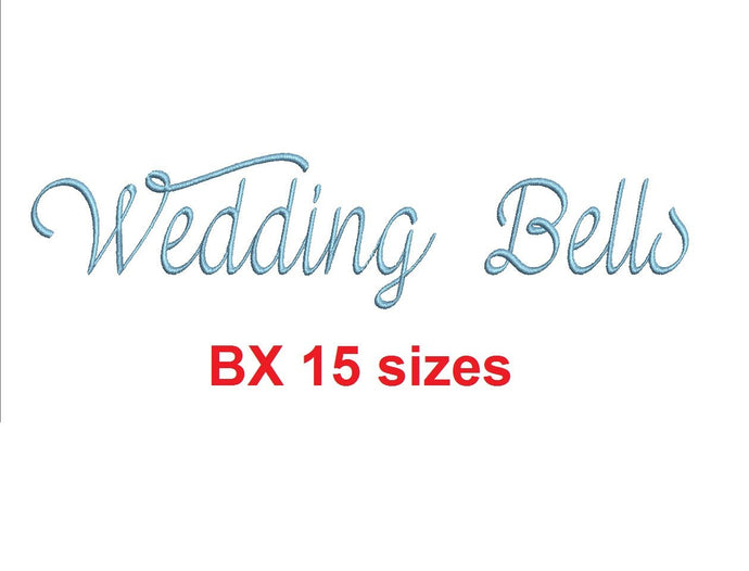 Wedding Bells embroidery BX font Sizes 0.25 (1/4), 0.50 (1/2), 1, 1.5, 2, 2.5, 3, 3.5, 4, 4.5, 5, 5.5, 6, 6.5, and 7