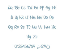 Behind Brown Eyes  embroidery font PES format 15 Sizes 0.25 (1/4), 0.5 (1/2), 1, 1.5, 2, 2.5, 3, 3.5, 4, 4.5, 5, 5.5, 6, 6.5, and 7" (MHA)