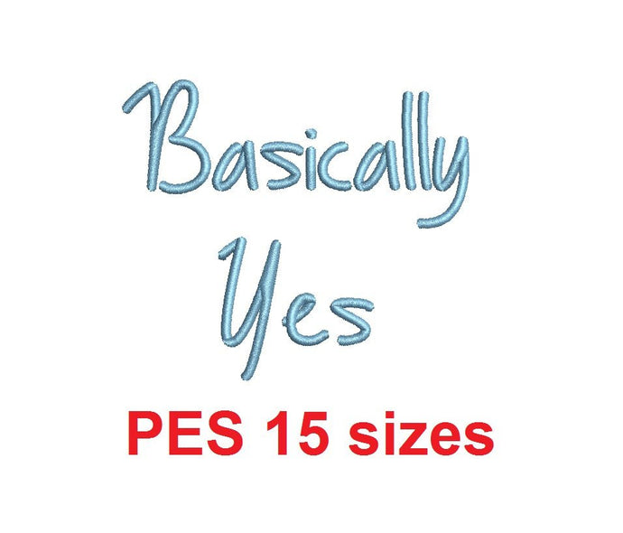 Basically Yes embroidery font PES 15 Sizes 0.25 (1/4), 0.5 (1/2), 1, 1.5, 2, 2.5, 3, 3.5, 4, 4.5, 5, 5.5, 6, 6.5, and 7