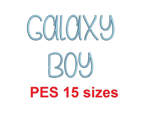 Galaxy Boy embroidery font PES format 15 Sizes 0.25 (1/4), 0.5 (1/2), 1, 1.5, 2, 2.5, 3, 3.5, 4, 4.5, 5, 5.5, 6, 6.5, 7