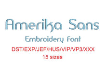 Amerika Sans embroidery font dst/exp/jef/hus/vip/vp3/xxx 15 sizes small to large