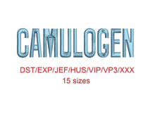 Camulogen™ block embroidery font dst/exp/jef/hus/vip/vp3/xxx 15 sizes small to large (RLA)