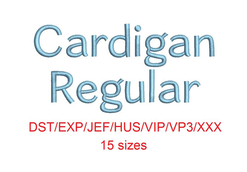 Cardigan Regular™ block embroidery font dst/exp/jef/hus/vip/vp3/xxx 15 sizes small to large (RLA)