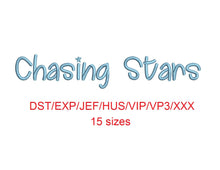 Chasing Stars embroidery font dst/exp/jef/hus/vip/vp3/xxx 15 sizes small to large (MHA)