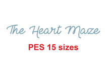 The Heart Maze embroidery font PES format 15 Sizes 0.25 (1/4), 0.5 (1/2), 1, 1.5, 2, 2.5, 3, 3.5, 4, 4.5, 5, 5.5, 6, 6.5, and 7" (MHA)