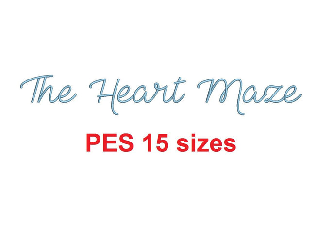 The Heart Maze embroidery font PES format 15 Sizes 0.25 (1/4), 0.5 (1/2), 1, 1.5, 2, 2.5, 3, 3.5, 4, 4.5, 5, 5.5, 6, 6.5, and 7