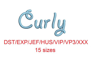 Curly Script embroidery font dst/exp/jef/hus/vip/vp3/xxx 15 sizes small to large