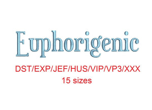 Euphorigenic™ embroidery font dst/exp/jef/hus/vip/vp3/xxx 15 sizes small to large (RLA)