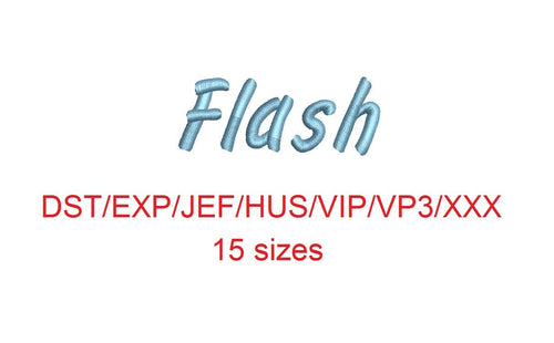 Flash Script embroidery font dst/exp/jef/hus/vip/vp3/xxx 15 sizes small to large