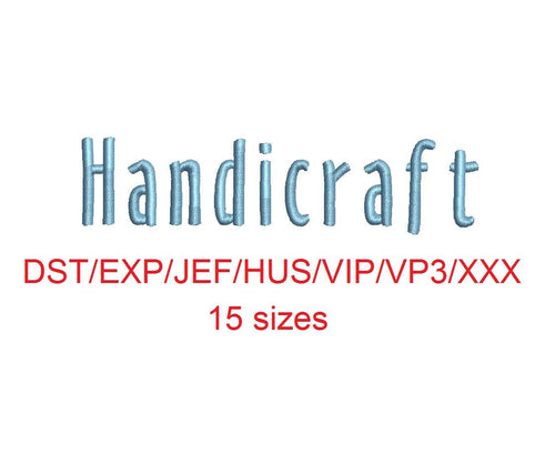 Handicraft embroidery font dst/exp/jef/hus/vip/vp3/xxx 15 sizes small to large