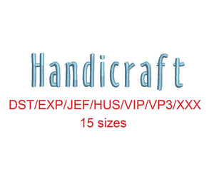 Handicraft embroidery font dst/exp/jef/hus/vip/vp3/xxx 15 sizes small to large