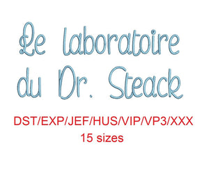 Le laboratoire du Dr. Steak embroidery font dst/exp/jef/hus/vip/vp3/xxx 15 sizes small to large