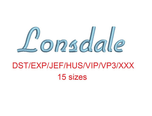 Lonsdale™ embroidery font dst/exp/jef/hus/vip/vp3/xxx 15 sizes small to large (RLA)
