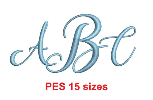 The Heart of Everything Monogram font PES format Satin Stitches 15 Sizes 0.25 (1/4) up to 7 inches