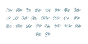 Edwardian Monogram embroidery BX font Satin Stitches 15 Sizes 0.25 (1/4) up to 7 inches
