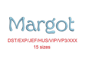 Margot embroidery font dst/exp/jef/hus/vip/vp3/xxx 15 sizes small to large