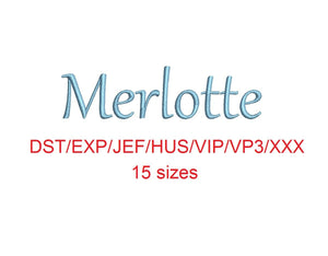 Merlotte embroidery font dst/exp/jef/hus/vip/vp3/xxx 15 sizes small to large