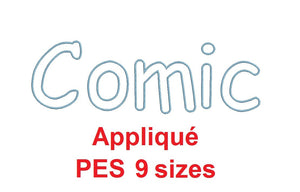 Comic Appliqué embroidery font PES format 9 Sizes instant download
