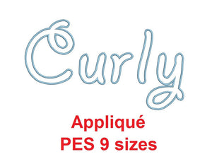 Curly Appliqué embroidery font PES format 9 Sizes instant download