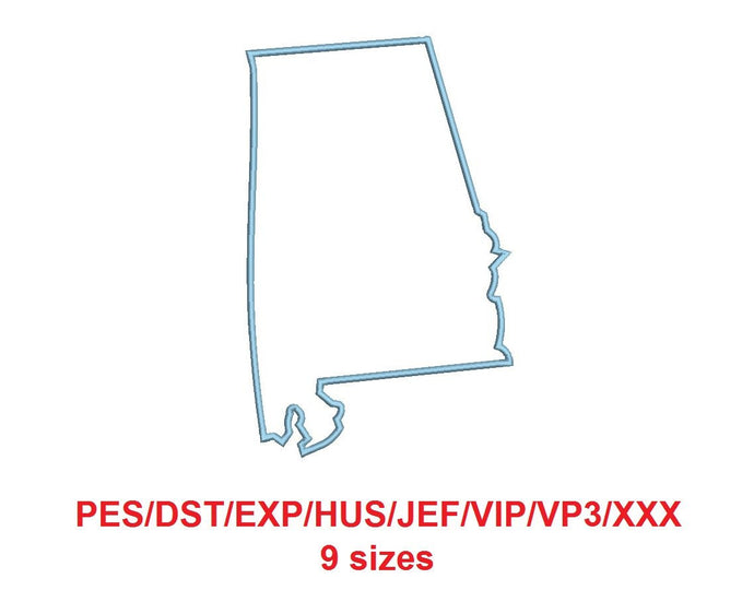 Alabama embroidery applique pes/dst/exp/jef/hus/vip/vp3/xxx 9 Sizes
