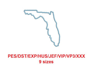 Florida embroidery applique pes/dst/exp/jef/hus/vip/vp3/xxx 9 Sizes
