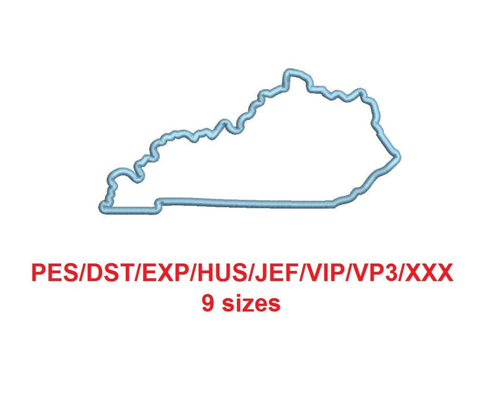 Kentucky embroidery applique pes/dst/exp/jef/hus/vip/vp3/xxx 9 Sizes