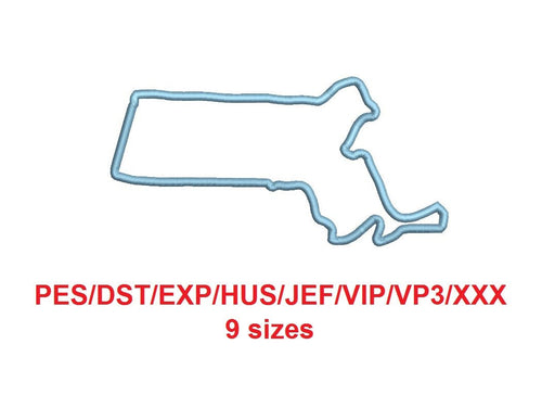 Massachusetts embroidery applique pes/dst/exp/jef/hus/vip/vp3/xxx 9 Sizes