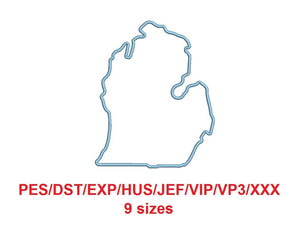 Michigan embroidery applique pes/dst/exp/jef/hus/vip/vp3/xxx 9 Sizes