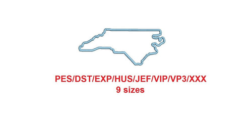 North Carolina embroidery applique pes/dst/exp/jef/hus/vip/vp3/xxx 9 Sizes