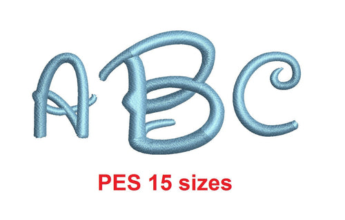 Walt Monogram font PES format Satin Stitches 15 Sizes 0.25 (1/4) up to 7 inches