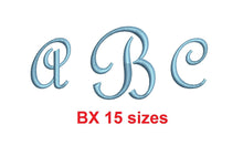 French Script Monogram embroidery BX font Satin Stitches 15 Sizes 0.25 (1/4) up to 7 inches