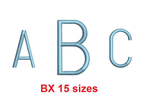 Narrow Block Monogram embroidery BX font Satin Stitches 15 Sizes 0.25 (1/4) up to 7 inches