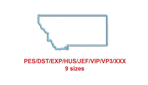 Montana embroidery applique pes/dst/exp/jef/hus/vip/vp3/xxx 9 Sizes