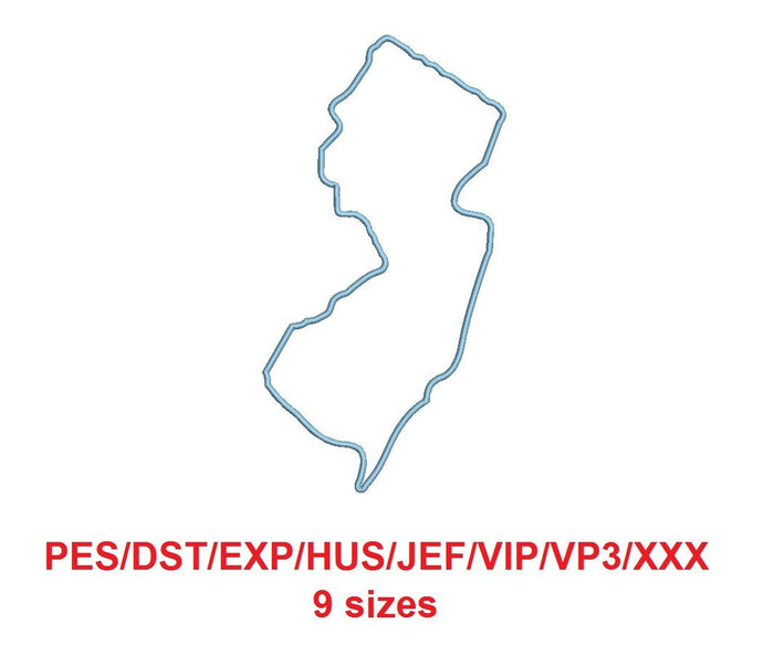 New Jersey embroidery applique pes/dst/exp/jef/hus/vip/vp3/xxx 9 Sizes