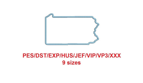 Pennsylvania embroidery applique pes/dst/exp/jef/hus/vip/vp3/xxx 9 Sizes