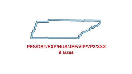 Tenessee embroidery applique pes/dst/exp/jef/hus/vip/vp3/xxx 9 Sizes