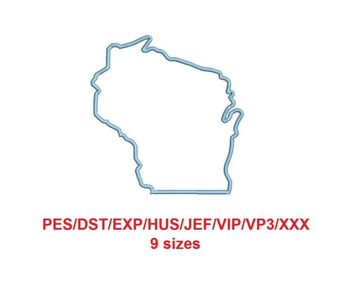 Wisconsin embroidery applique pes/dst/exp/jef/hus/vip/vp3/xxx 9 Sizes