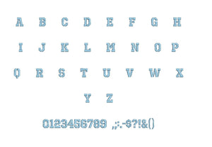 Octin Prison Regular™ block embroidery font dst/exp/jef/hus/vip/vp3/xxx 15 sizes small to large (RLA)