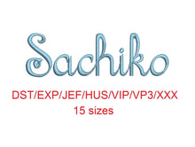 Sachiko embroidery font dst/exp/jef/hus/vip/vp3/xxx 15 sizes small to large