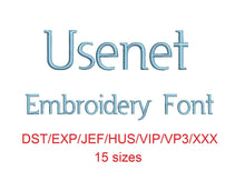Usenet embroidery font dst/exp/jef/hus/vip/vp3/xxx 15 sizes small to large
