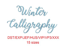 Winter Calligraphy embroidery font dst/exp/jef/hus/vip/vp3/xxx 15 sizes small to large (MHA)