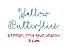 Yellow Butterflies embroidery font dst/exp/jef/hus/vip/vp3/xxx 15 sizes small to large (MHA)