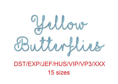 Yellow Butterflies embroidery font dst/exp/jef/hus/vip/vp3/xxx 15 sizes small to large (MHA)