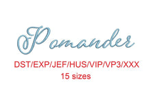 Pomander embroidery font dst/exp/jef/hus/vip/vp3/xxx 15 sizes small to large